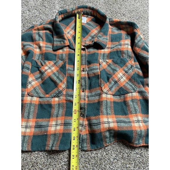 Mila And Tiff Cropped Plaid Flannel Shacket Button Down Long Sleeve Large - Picture 6 of 7